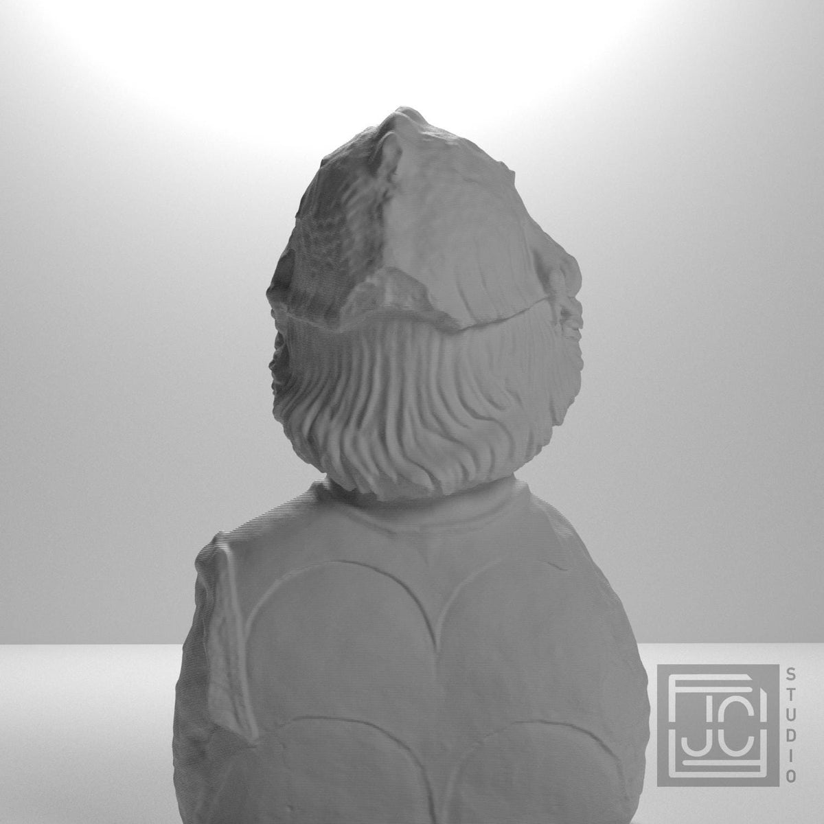 Helmet-clad man and chest harness with relief
