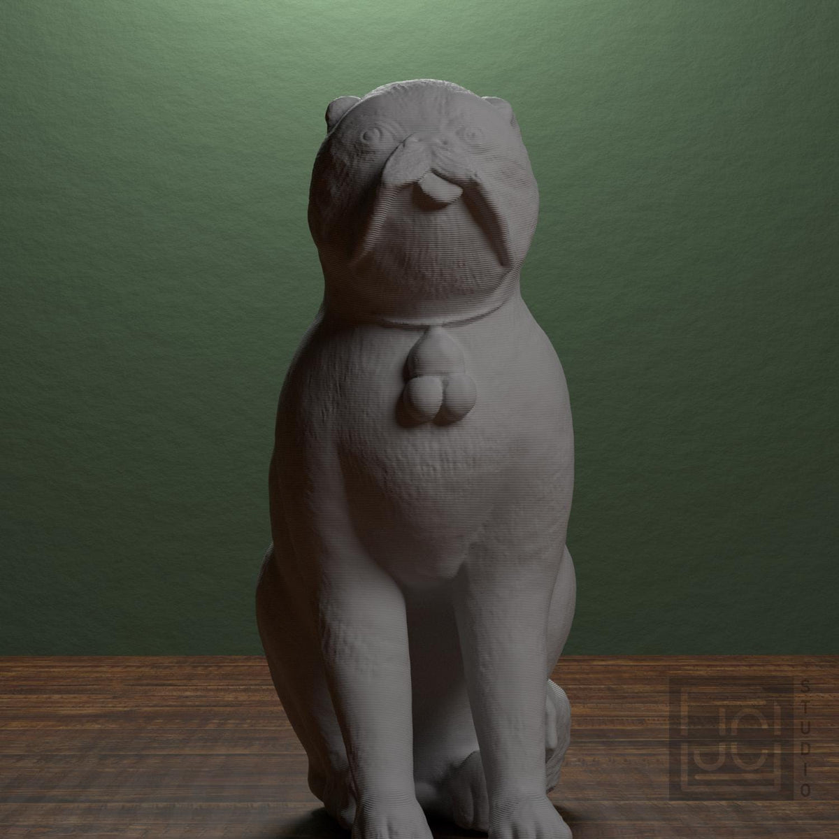 Chinese Porcelain Pug Dog A (One of a Pair)