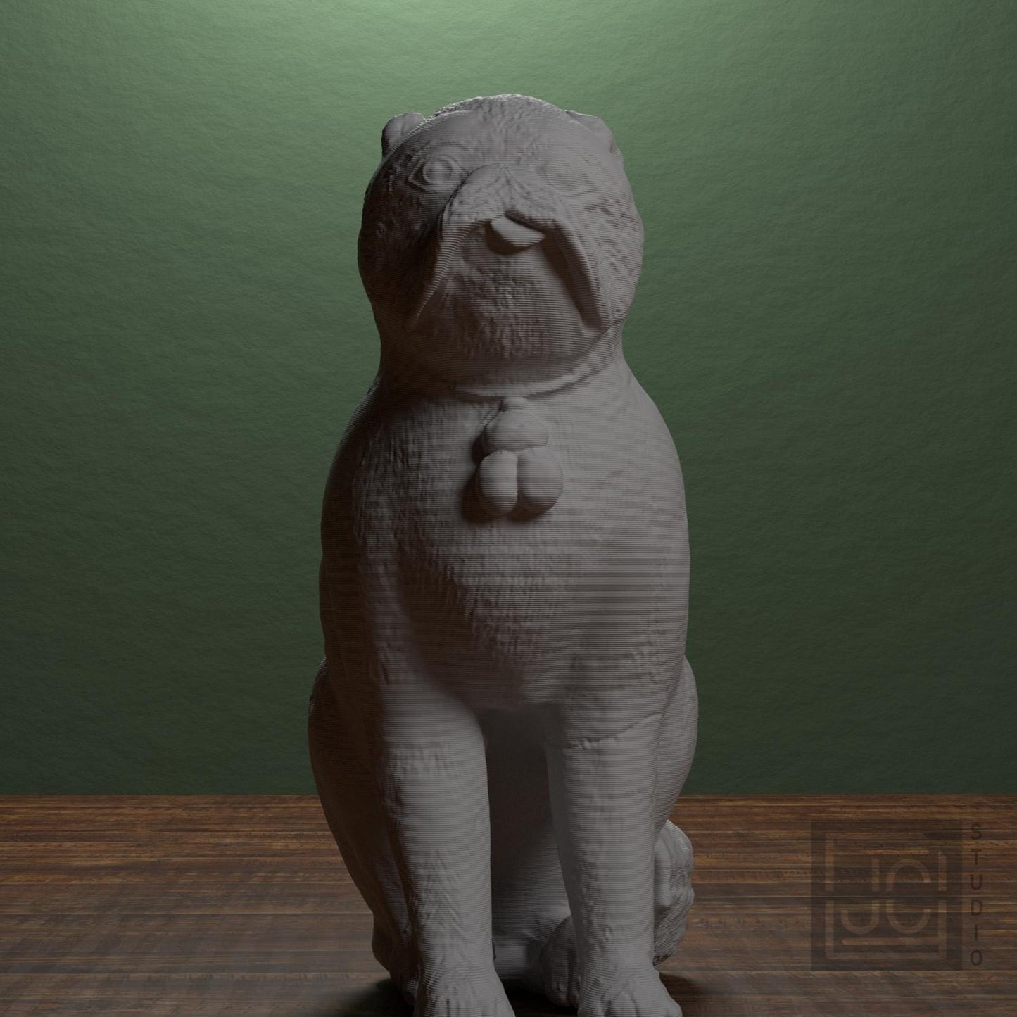 Chinese Porcelain Pug Dog B (One of a Pair)