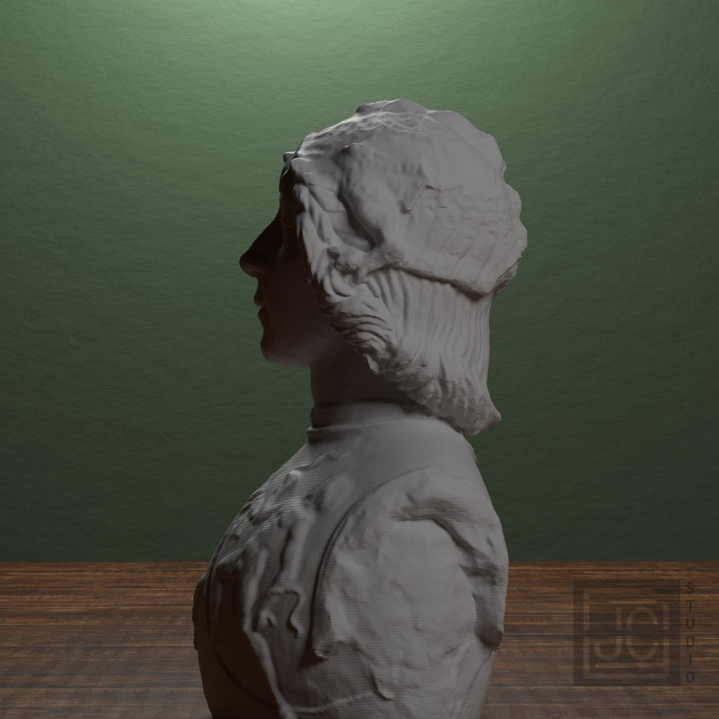 Helmet-clad man and chest harness with relief