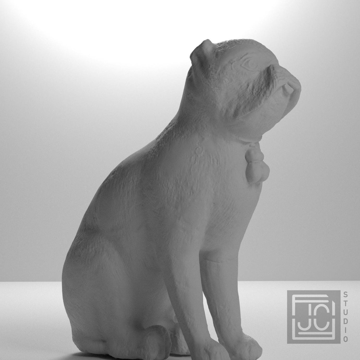 Chinese Porcelain Pug Dog B (One of a Pair)