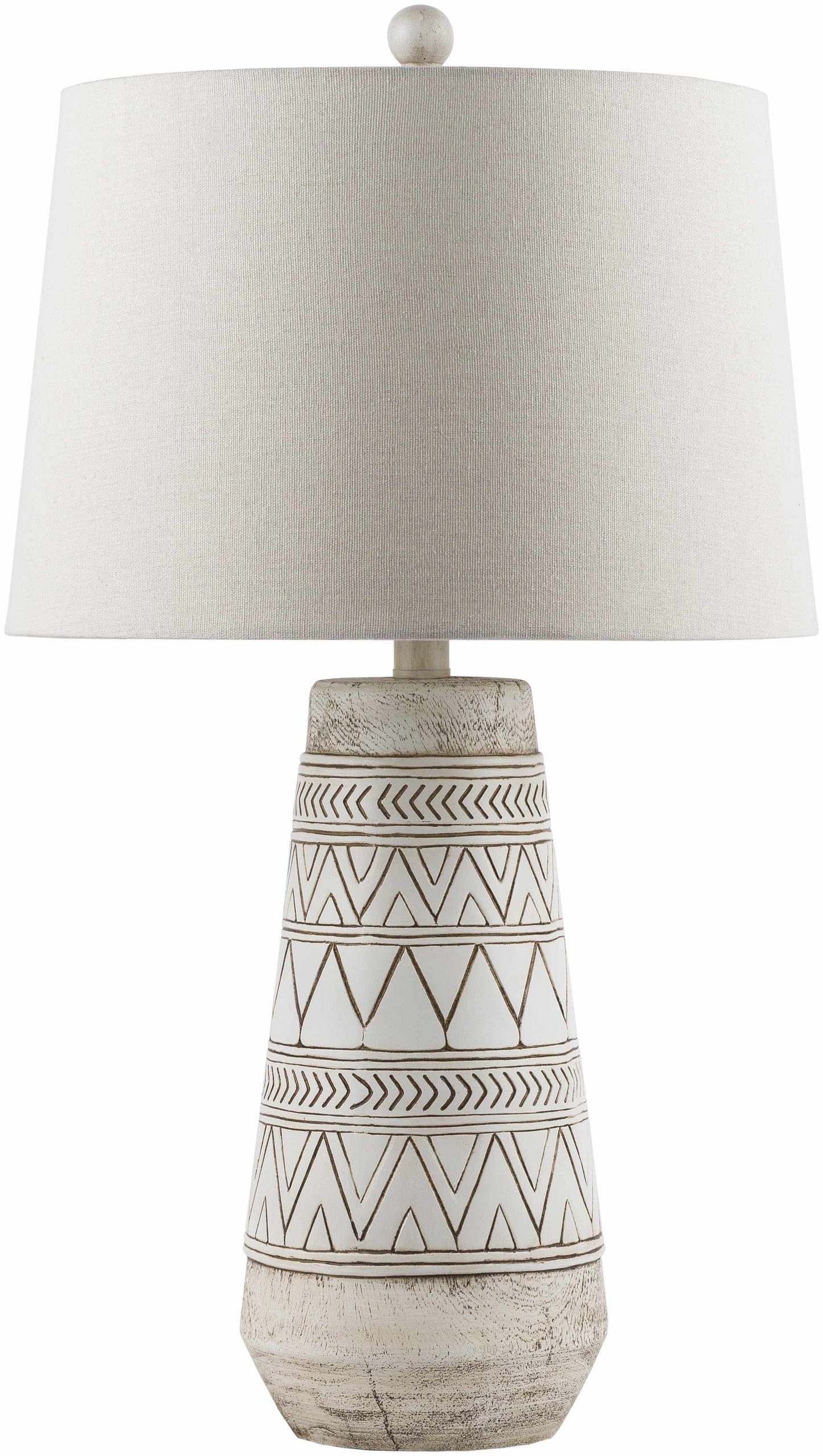 Tan and Cream Resin Lamp with White Linen Table Lamp - Clearance