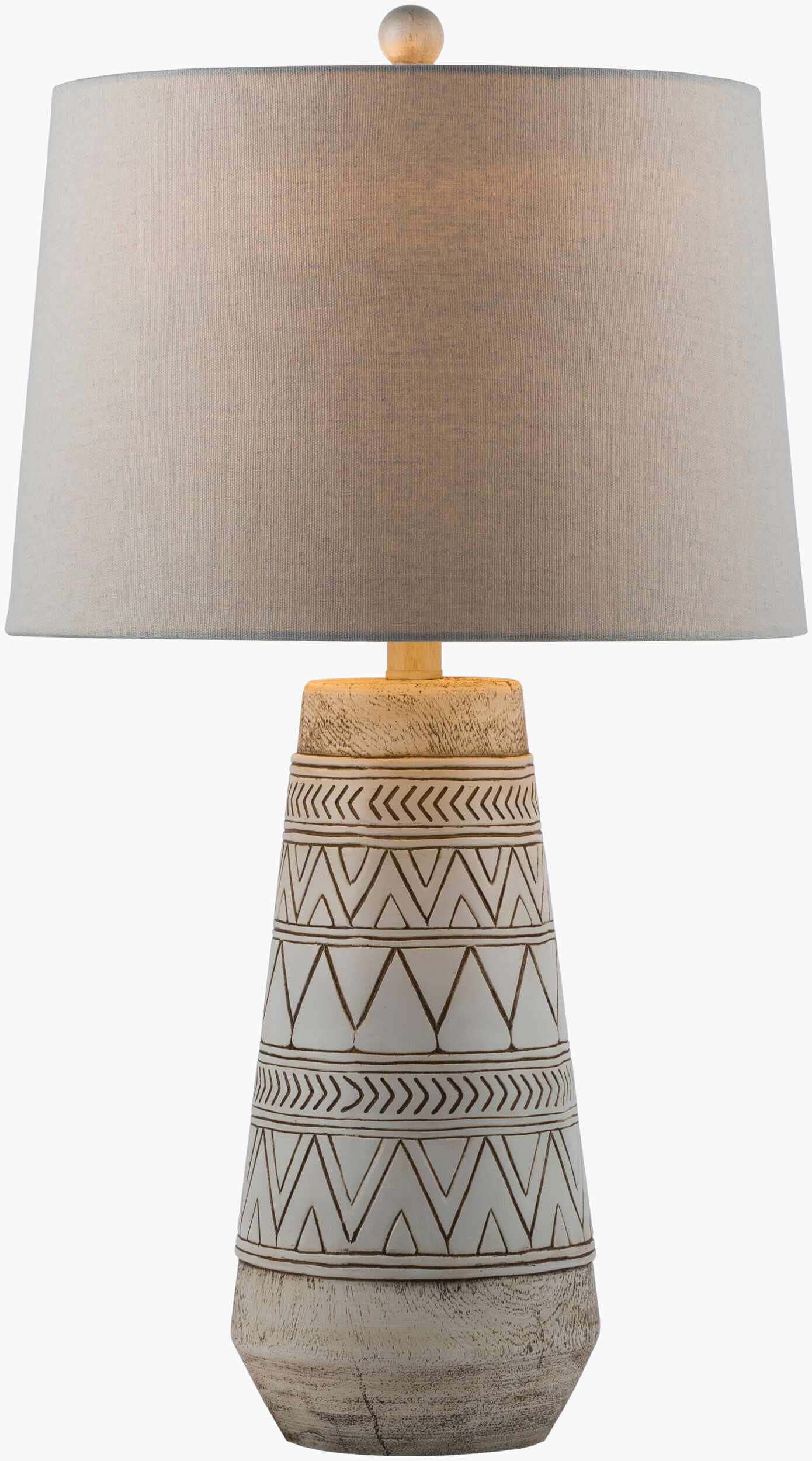 Tan and Cream Resin Lamp with White Linen Table Lamp - Clearance