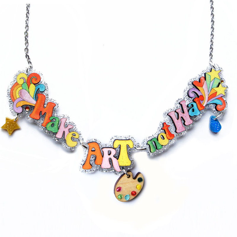 Make Cakes Not War Necklace by Laliblue – Retro Statement Necklace Vintage Inspired