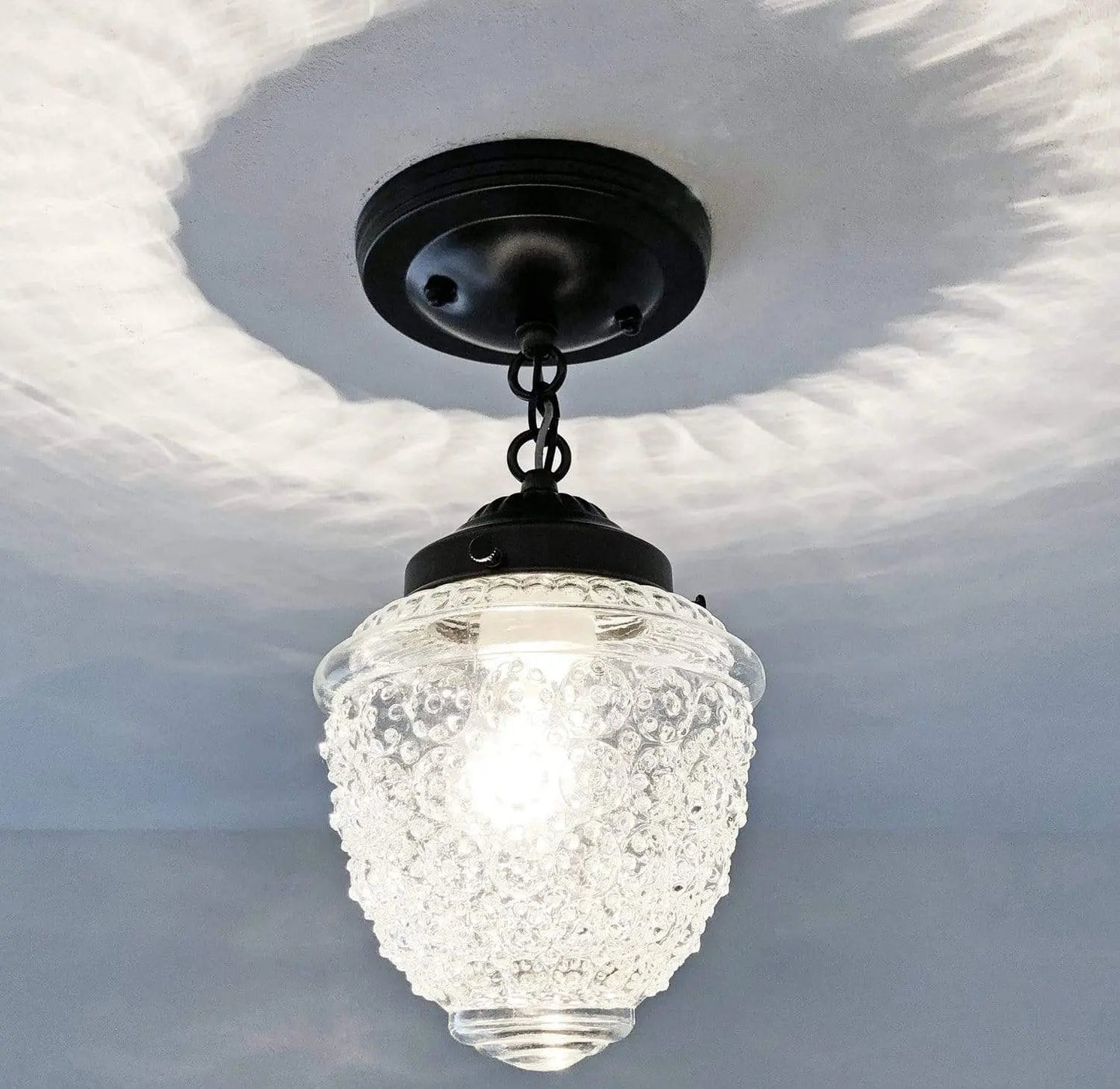 Antique Acorn Glass Ceiling Light with Chain | 6″