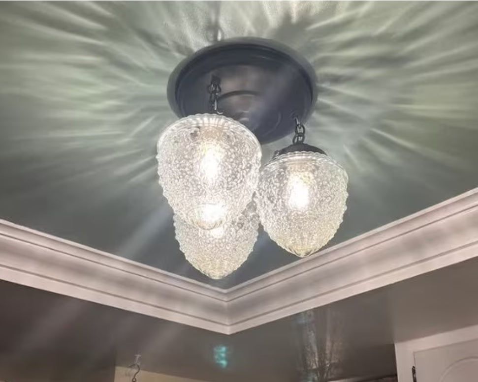 Antique Acorn Glass Ceiling Light | 3-Light Chain Trio