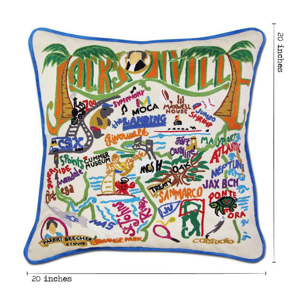Jacksonville Hand-Embroidered Pillow