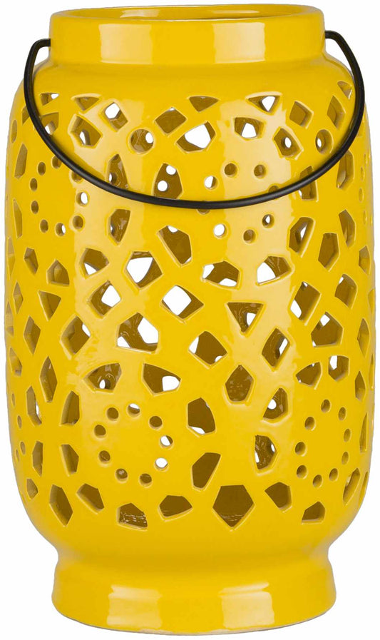 Jeiseyville Yellow Geometric Outdoor Ceramic Lantern
