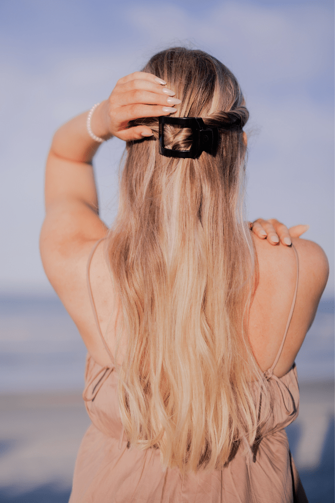 Jet Black Small Flat Square Hair Clip