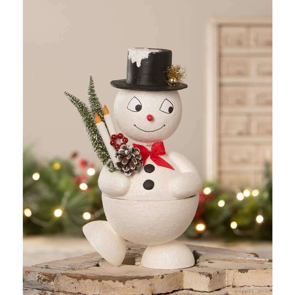 Jolly Bobble Snowman Container | Bethany Lowe | Christmas Decor