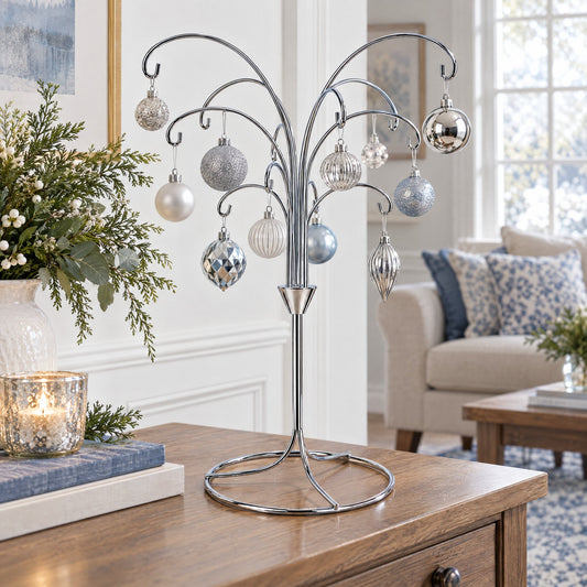 12-Arm Spiral Fountain Brass Silver Metal Ornament Stand Display 11.5 Inches