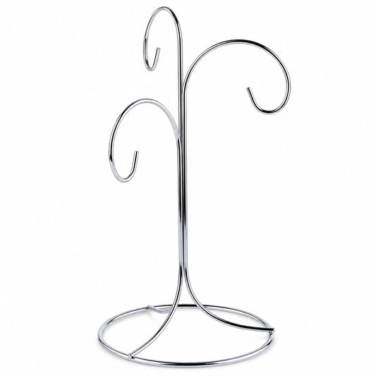 3-Arm 3-Tier Silver Metal Ornament Stand Display 10.75 Inches
