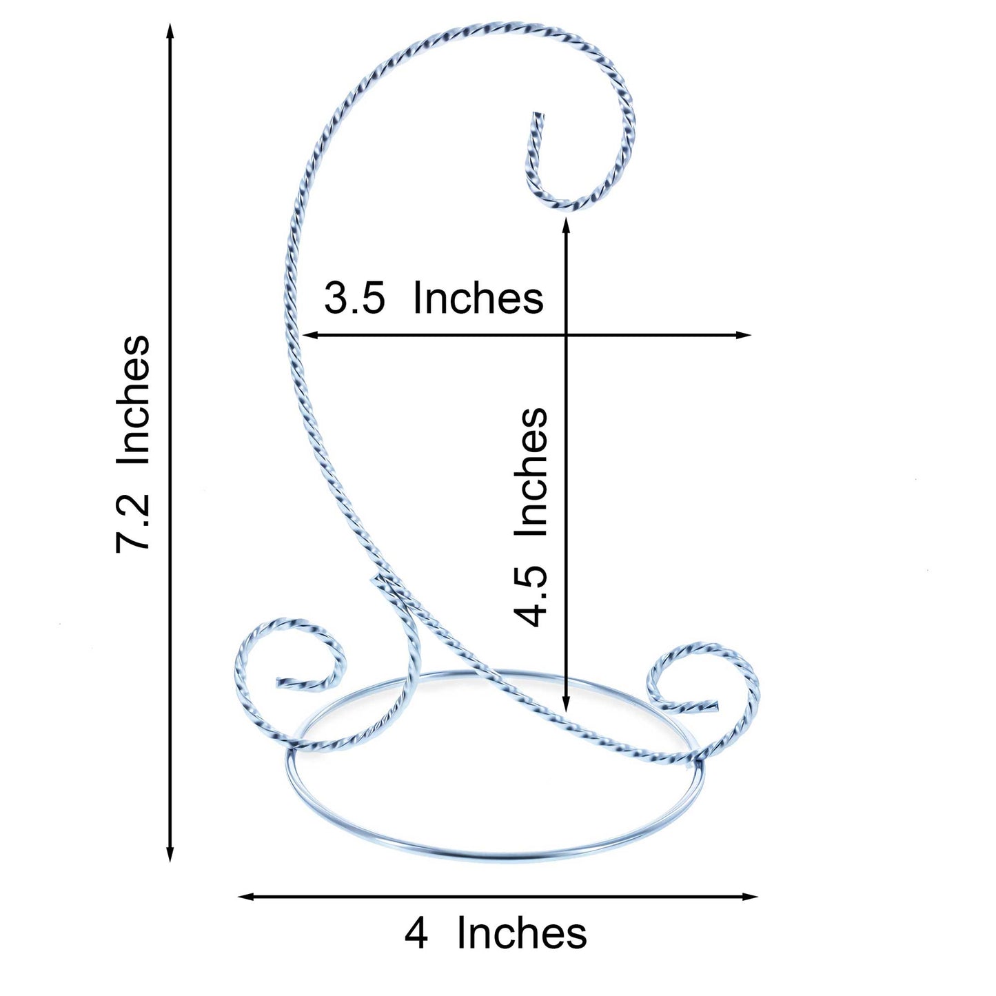 Twisted Wire Silver Metal Ornament Stand Display 7.2 Inches