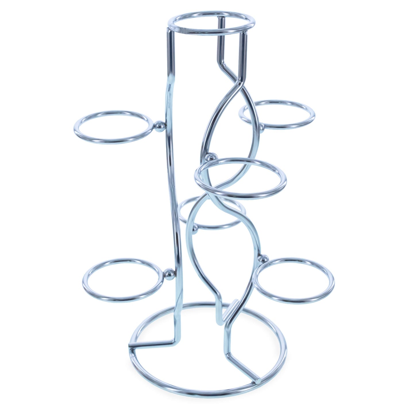 7-Ring 3-Tier Silver Wire Metal Sphere Crystals Egg Stand Holder Display 7.4 Inches