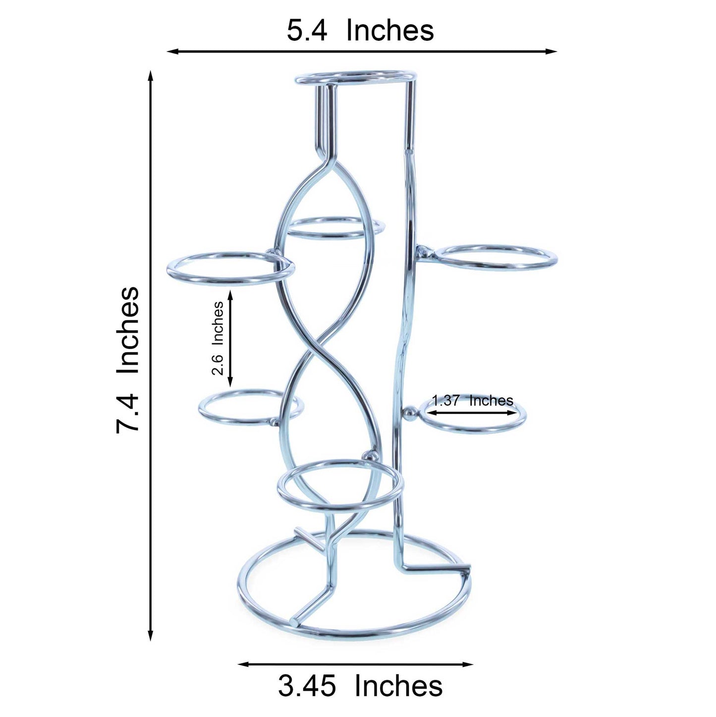 7-Ring 3-Tier Silver Wire Metal Sphere Crystals Egg Stand Holder Display 7.4 Inches
