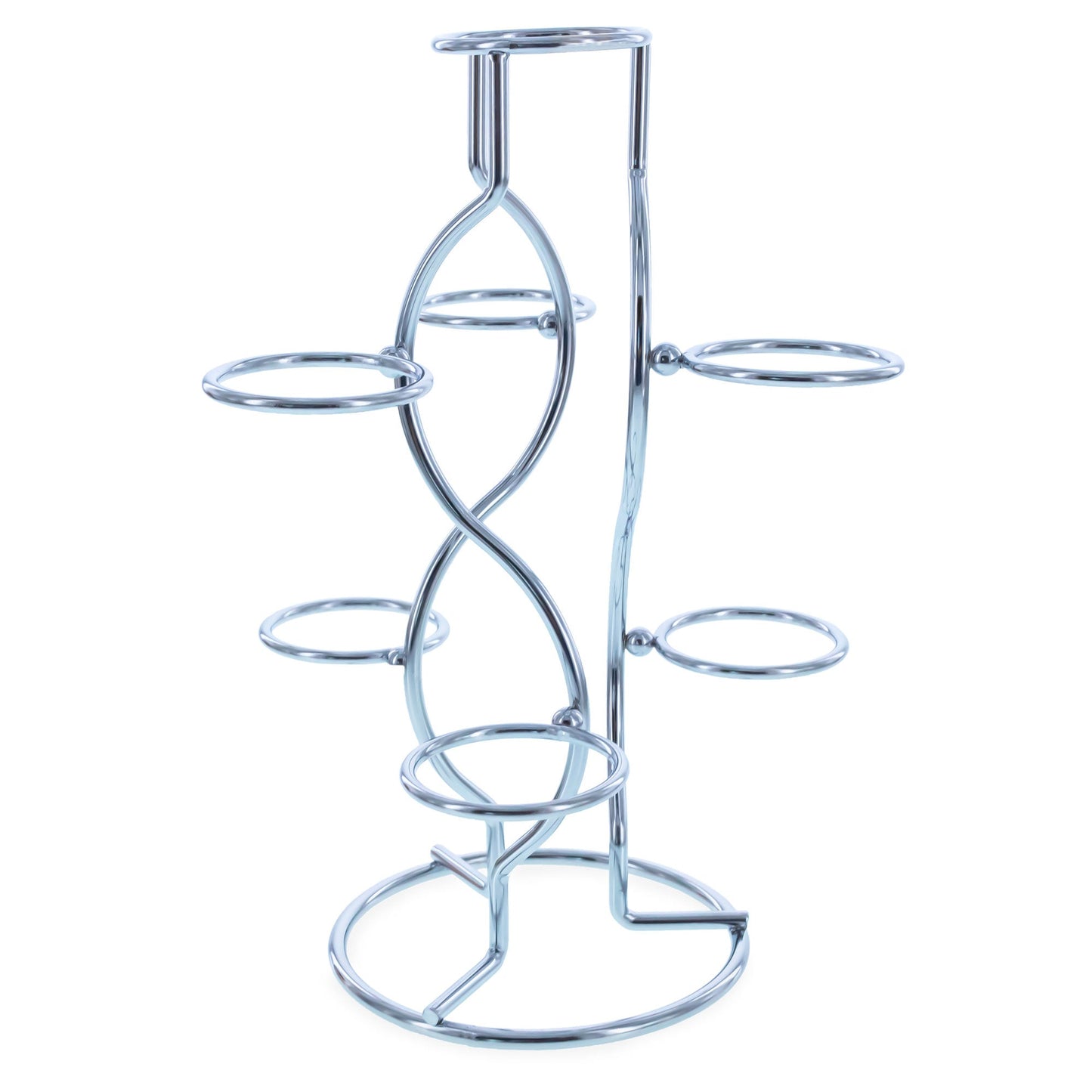 7-Ring 3-Tier Silver Wire Metal Sphere Crystals Egg Stand Holder Display 7.4 Inches