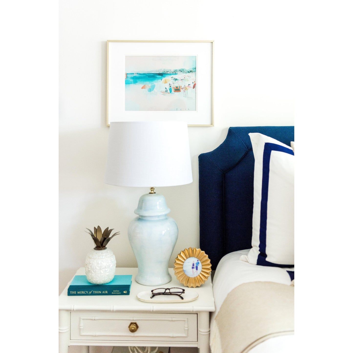 Hydrangea Light Blue Ginger Jar Lamp