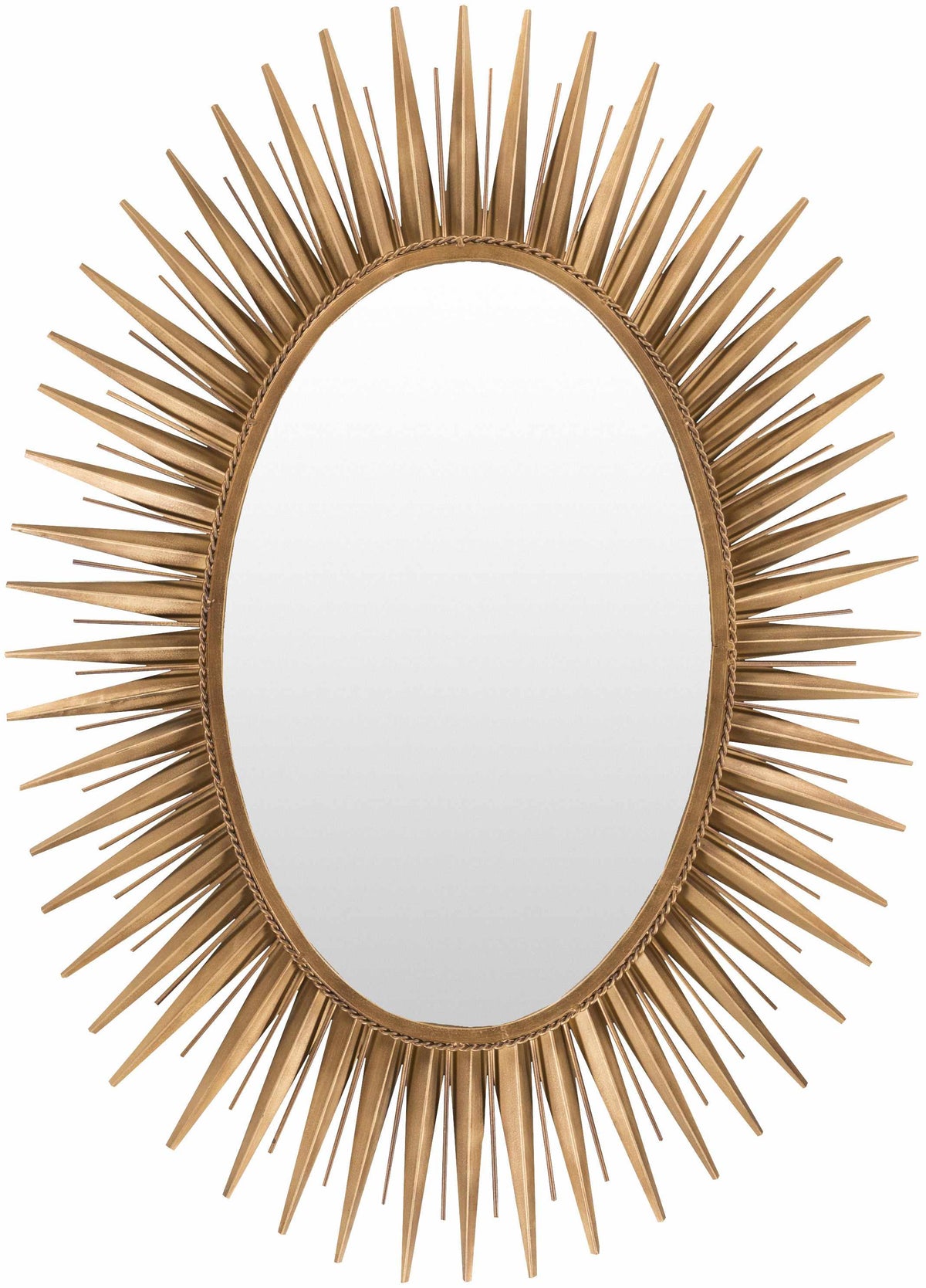 a gold framed mirror with spikes