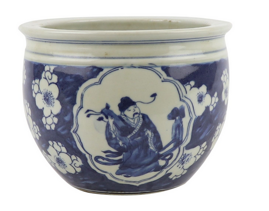 a blue and white ceramic bowl