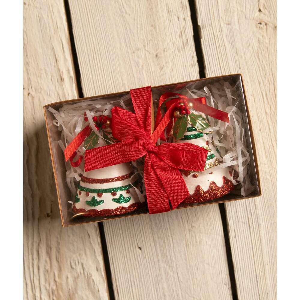 Kitschmas Fun Set/2 Bell Ornaments by Bethany Lowe Designs