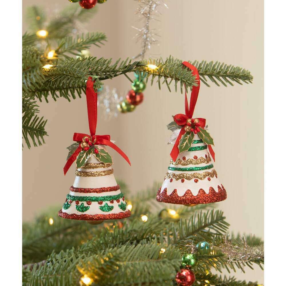 Kitschmas Fun Set/2 Bell Ornaments by Bethany Lowe Designs