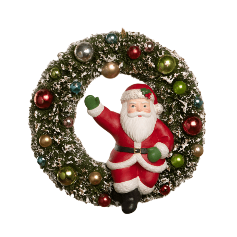Kitschmas Santa in Wreath | Bethany Lowe | Christmas Decor