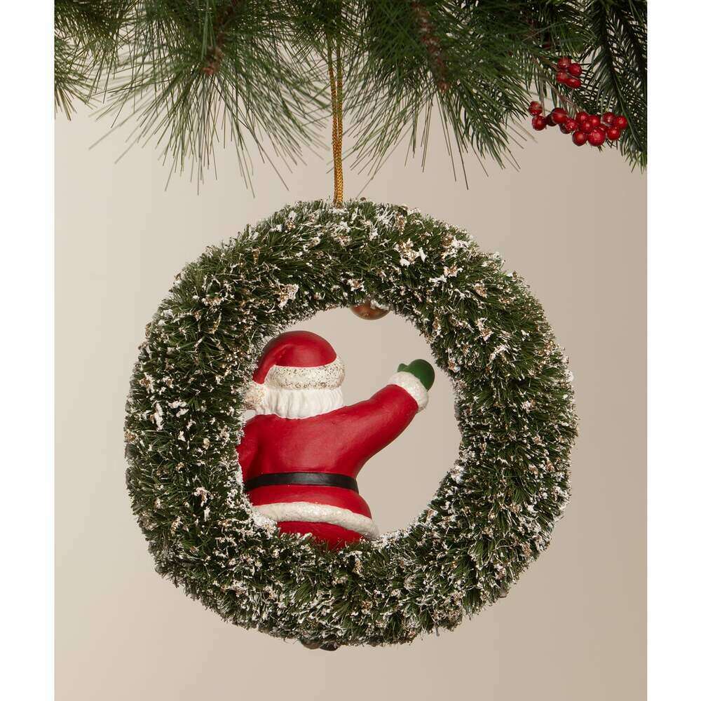 Kitschmas Santa in Wreath | Bethany Lowe | Christmas Decor