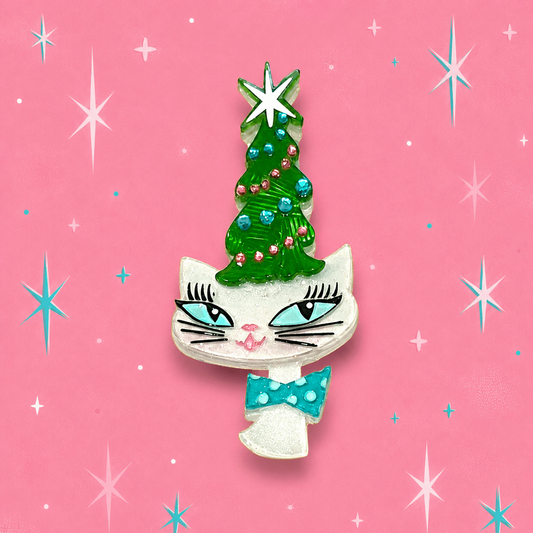 Kitty Christmas Hat Brooch by Miss Fluff x Lipstick & Chrome