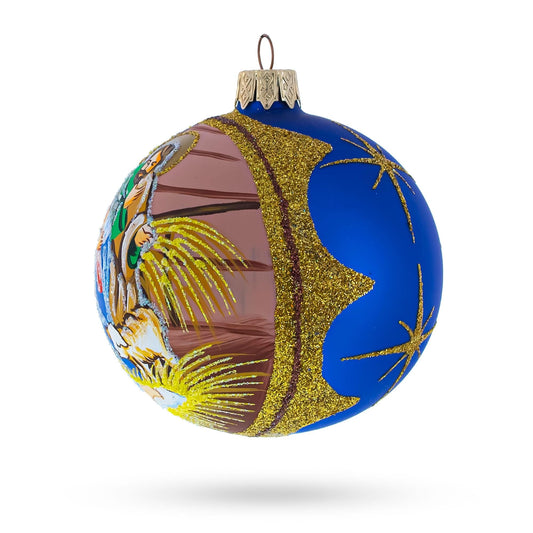 Peaceful Jesus Baby Asleep Nativity Glass Ball Christmas Ornament 3.25 Inches