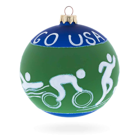 Swimming, Boxing, Biking, Track, Rowing Sports Glass Ball Christmas Ornament 4 Inches