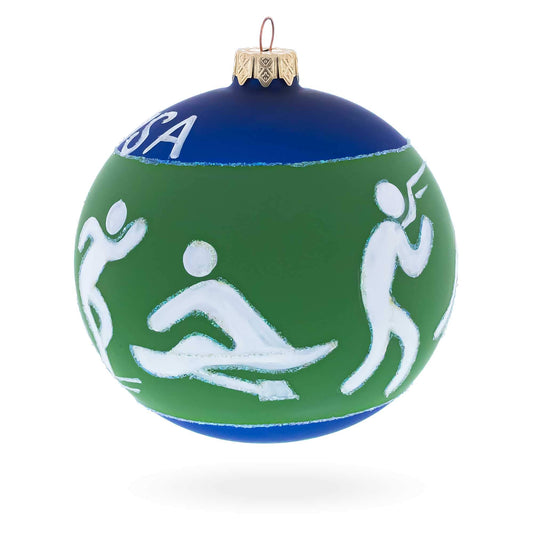 Swimming, Boxing, Biking, Track, Rowing Sports Glass Ball Christmas Ornament 4 Inches