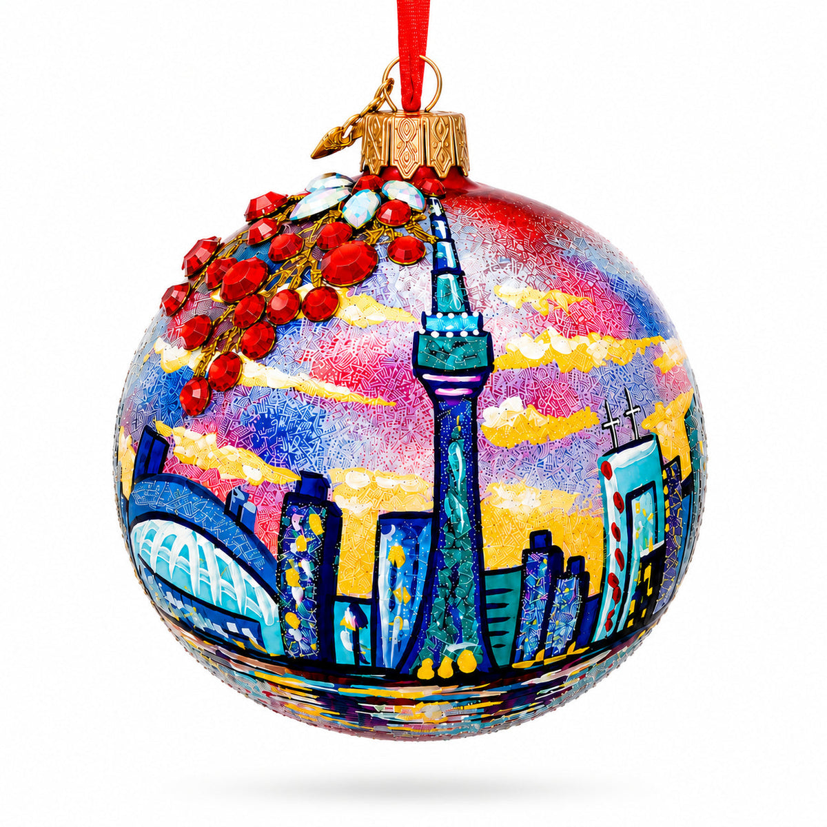 CN Tower, Toronto, Canada Glass Ball Christmas Ornament 3.25 Inches