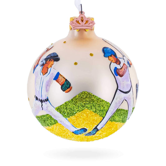 Baseball Glass Ball Christmas Ornament 3.25 Inches
