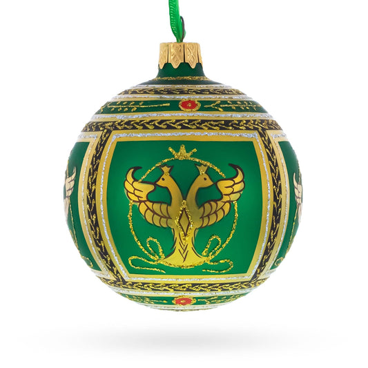 1912 Napoleonic Royal Green Glass Ball Christmas Ornament 3.25 Inches