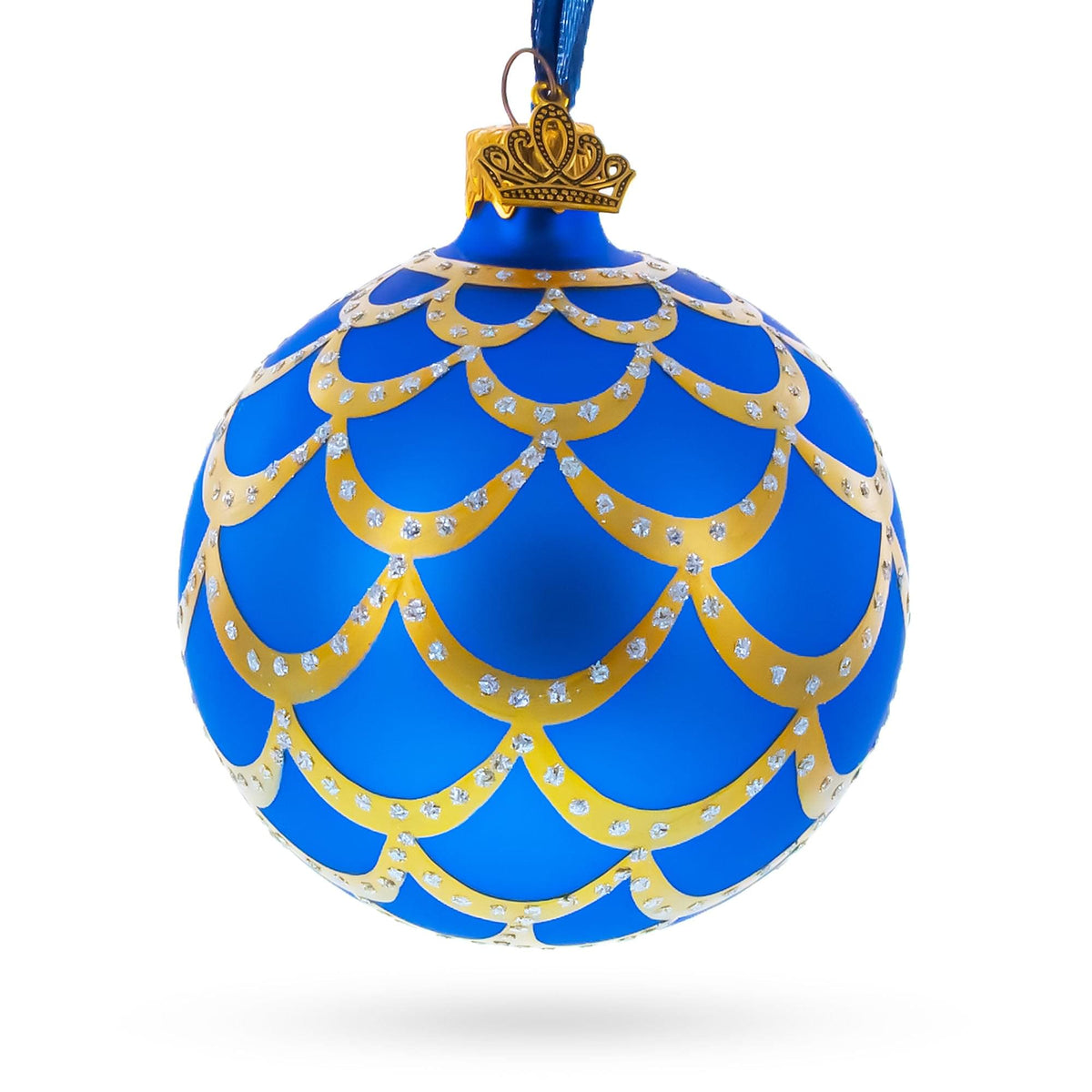 a blue and gold ornament