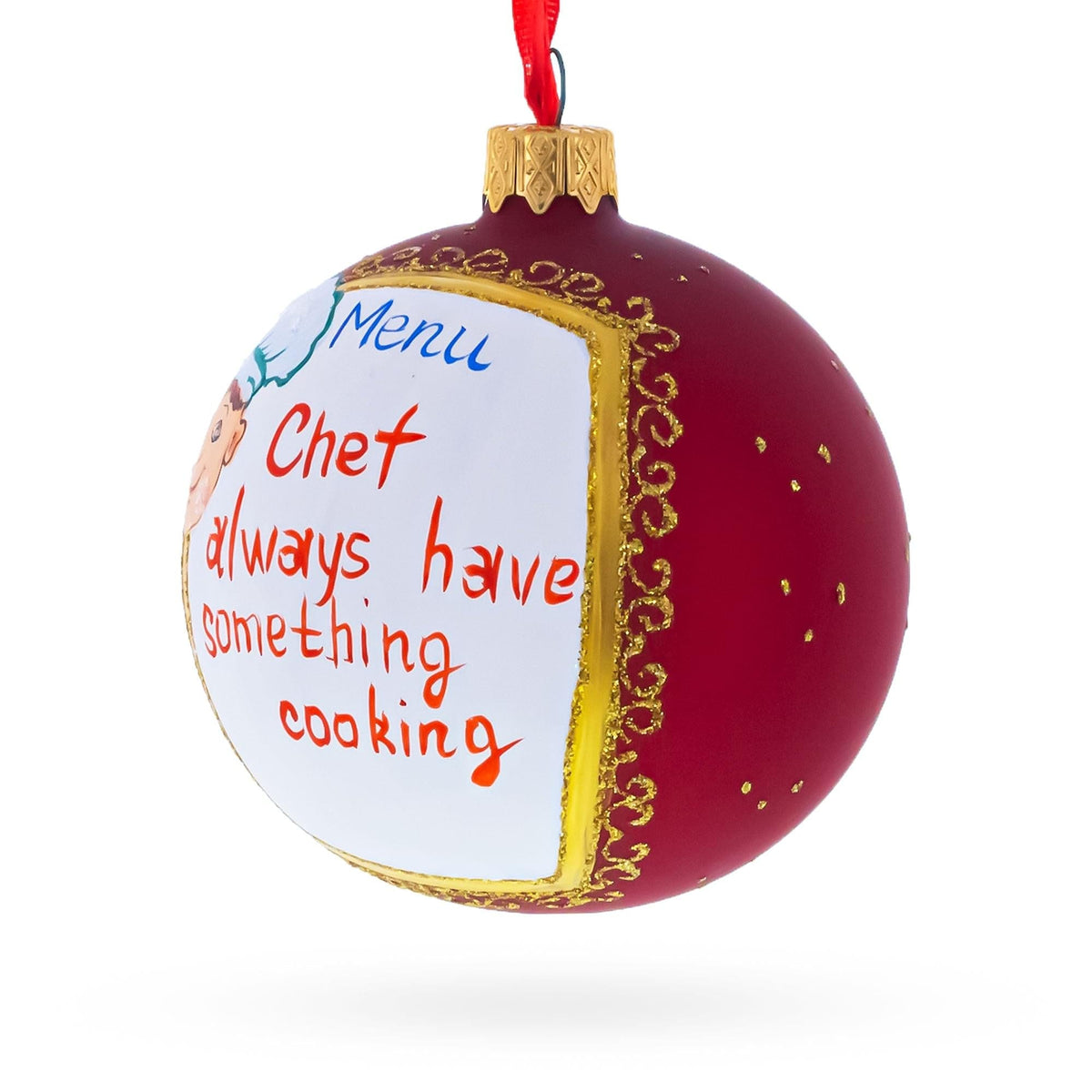 Culinary Artist Chief Handcrafted Glass Ball Christmas Ornament 3.25 Inches