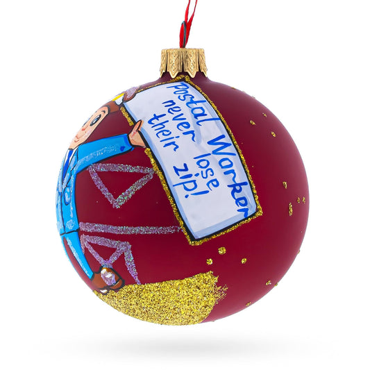 Mail Carrier Glass Ball Christmas Ornament 3.25 Inches