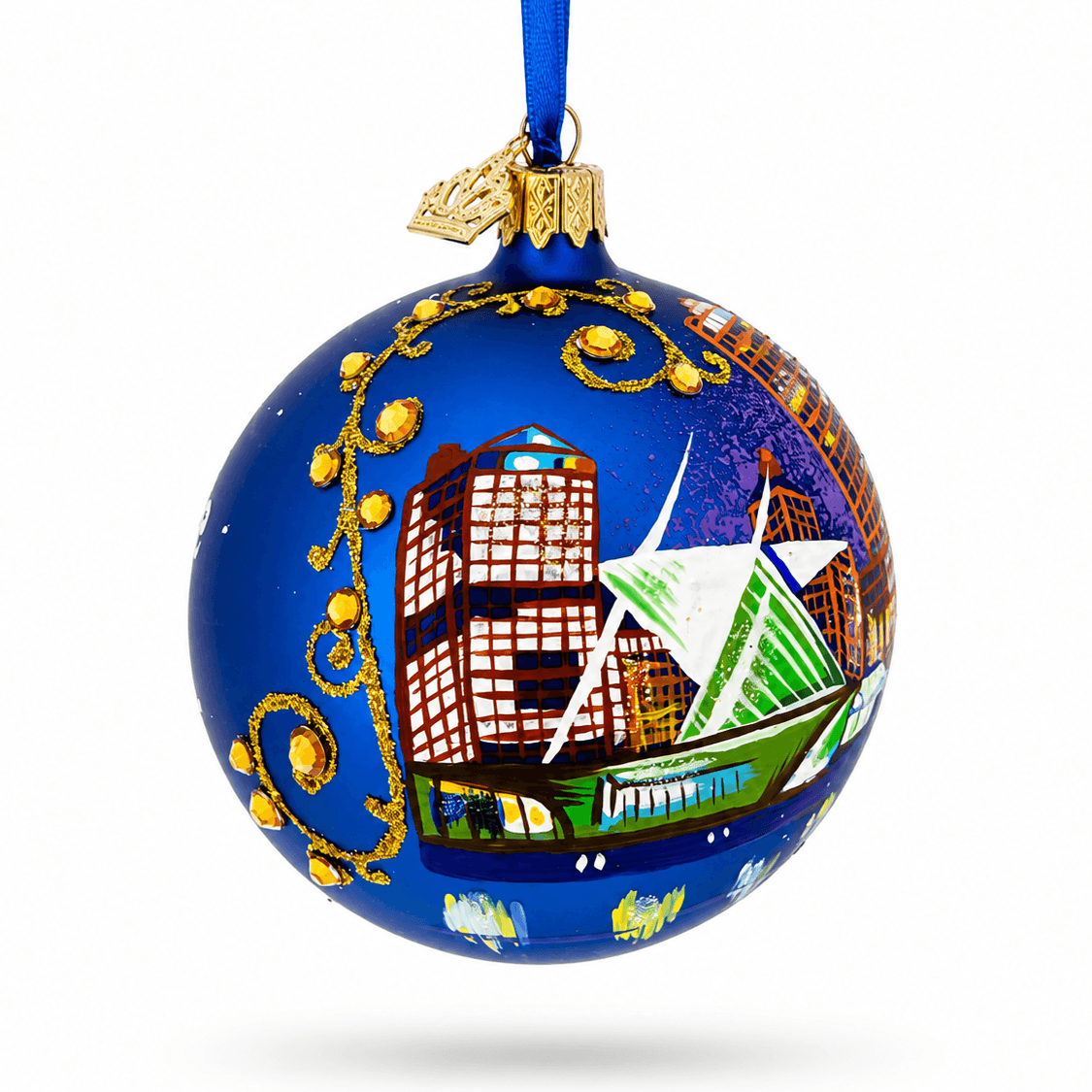 Milwaukee, Wisconsin Glass Ball Christmas Ornament 3.25 Inches
