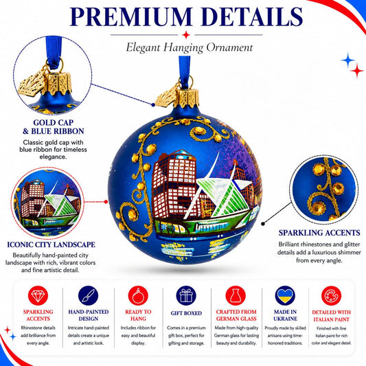 Milwaukee, Wisconsin Glass Ball Christmas Ornament 3.25 Inches