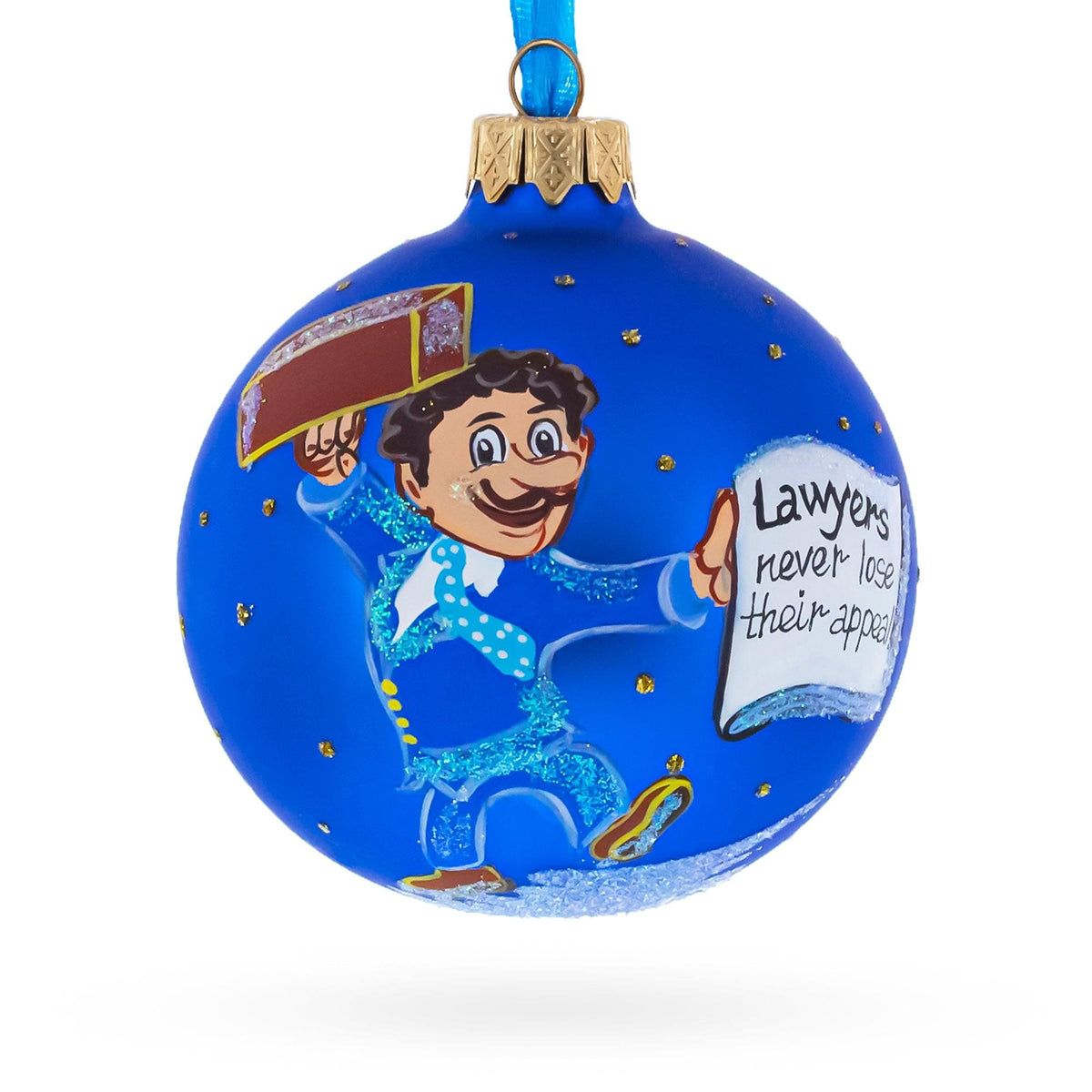 Lawyer with Briefcase Glass Ball Christmas Ornament 3.25 Inches