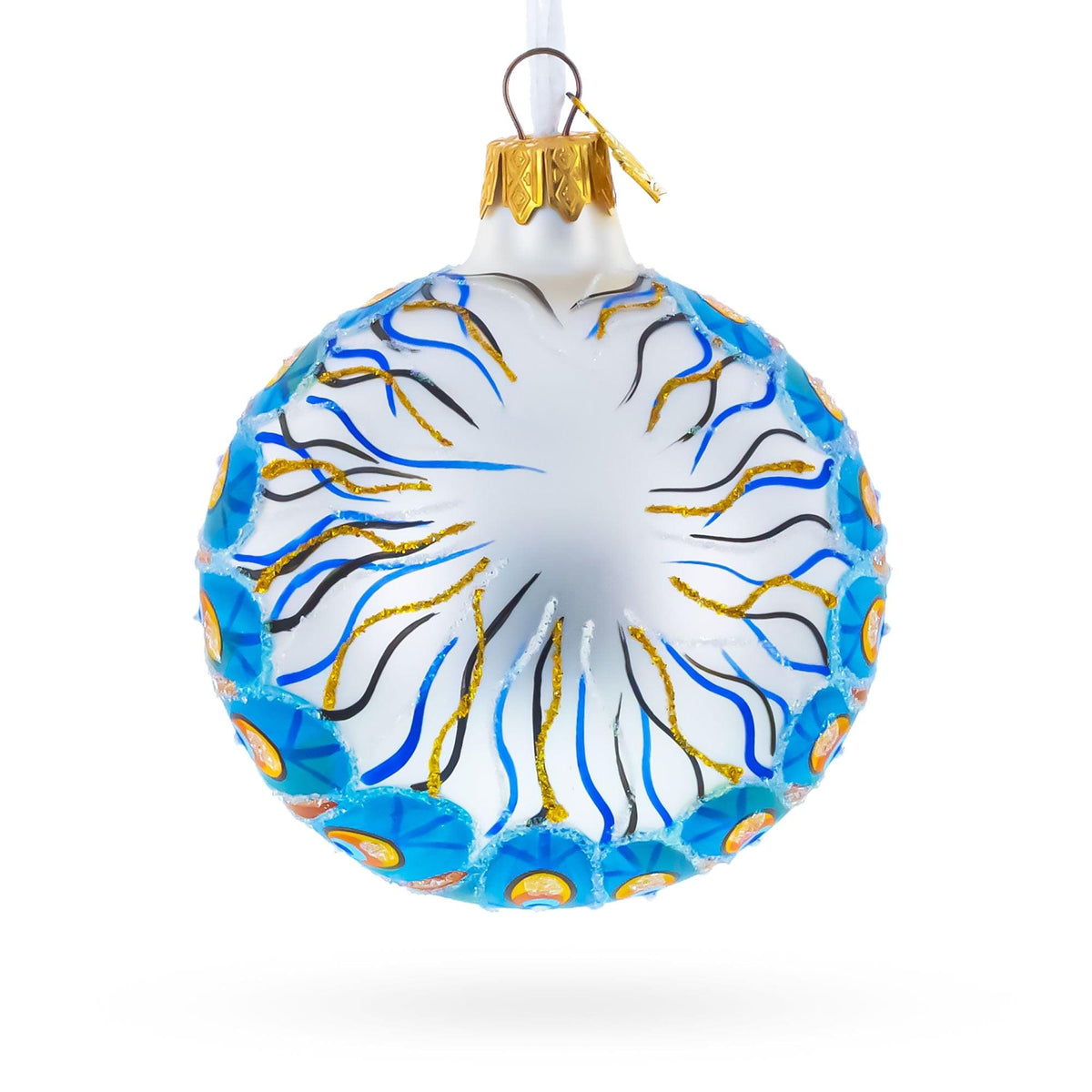 Peacock Glittered Glass Ball Christmas Ornament 3.25 Inches