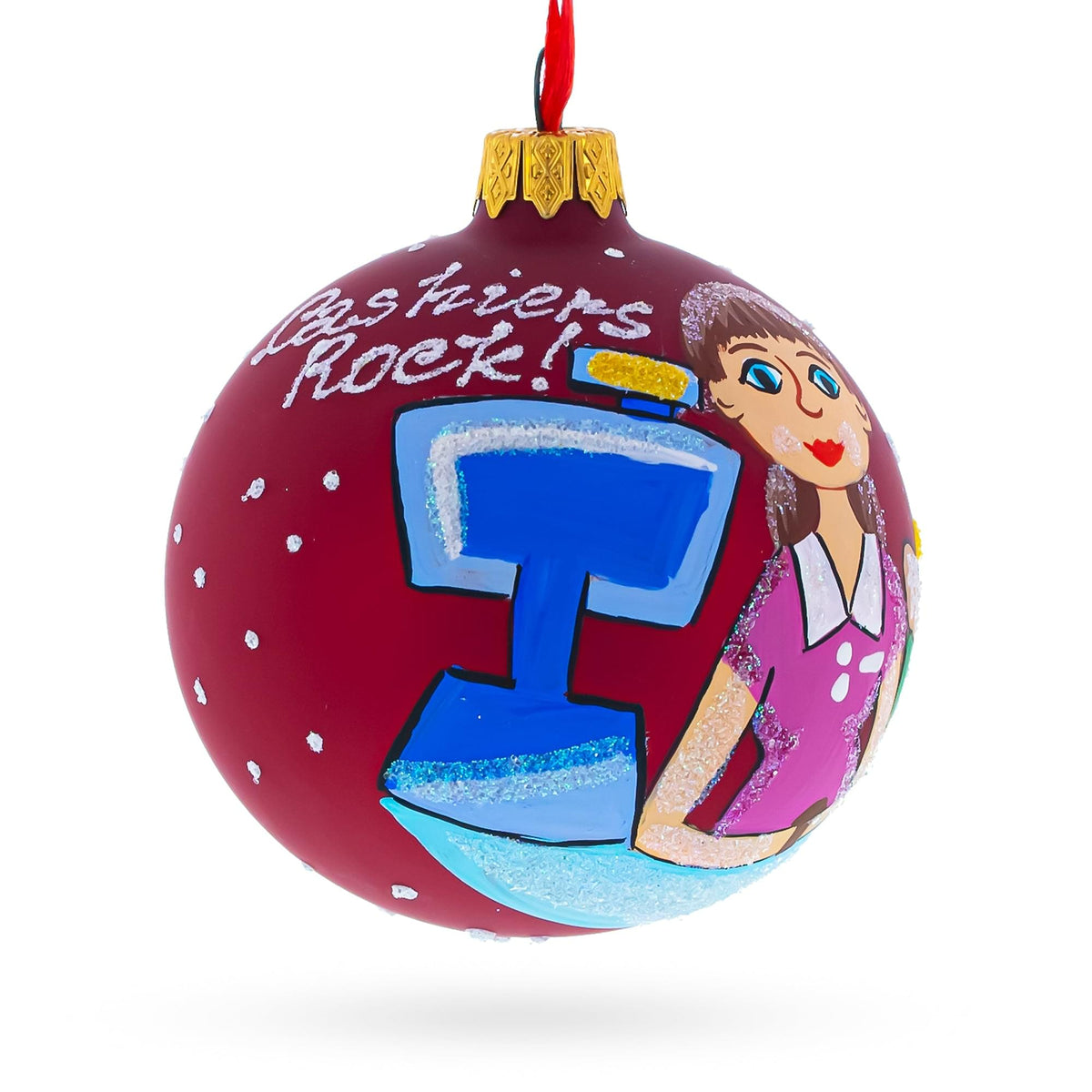 Cashier Glass Ball Christmas Ornament 3.25 Inches
