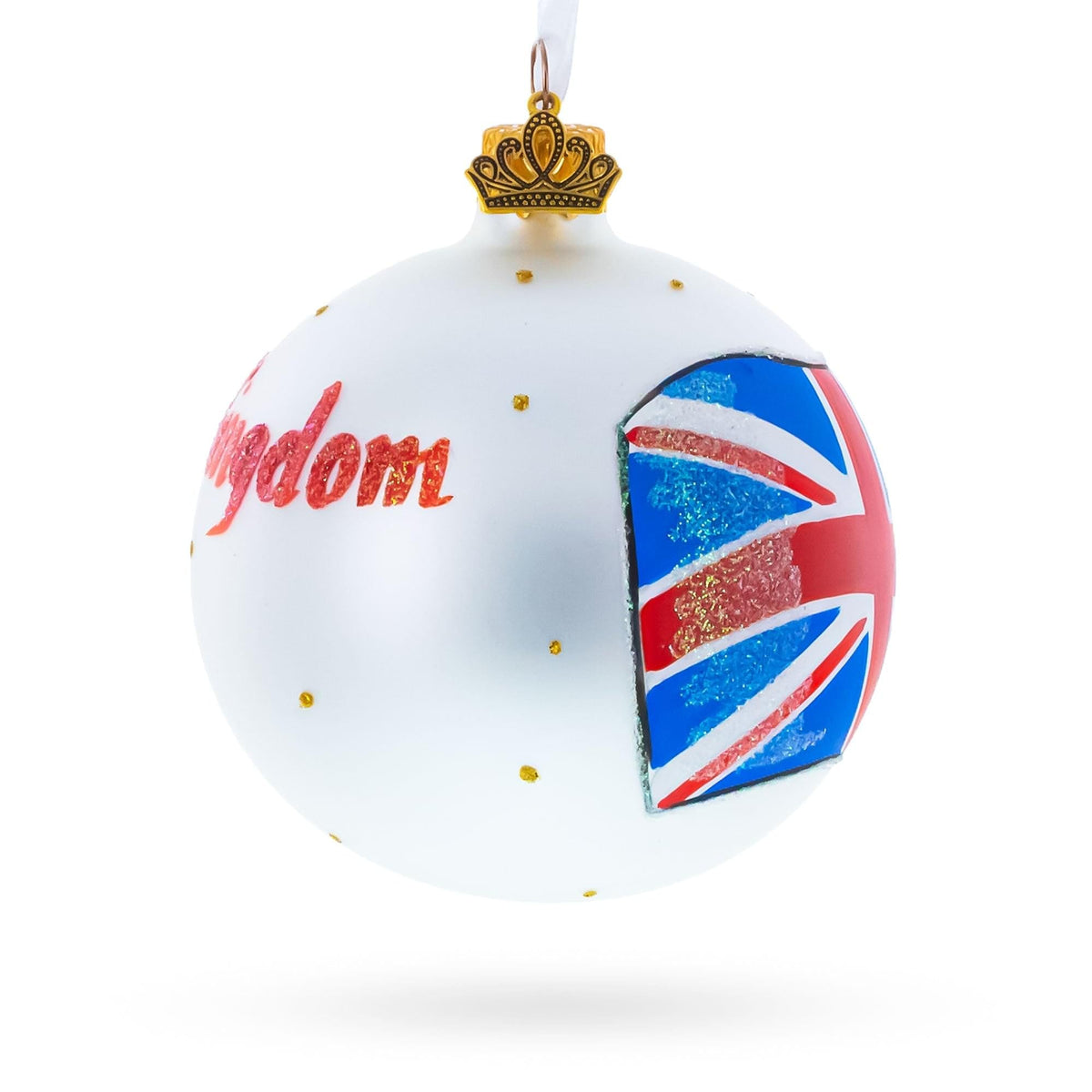 Flag of United Kingdom Glass Ball Christmas Ornament 3.25 Inches