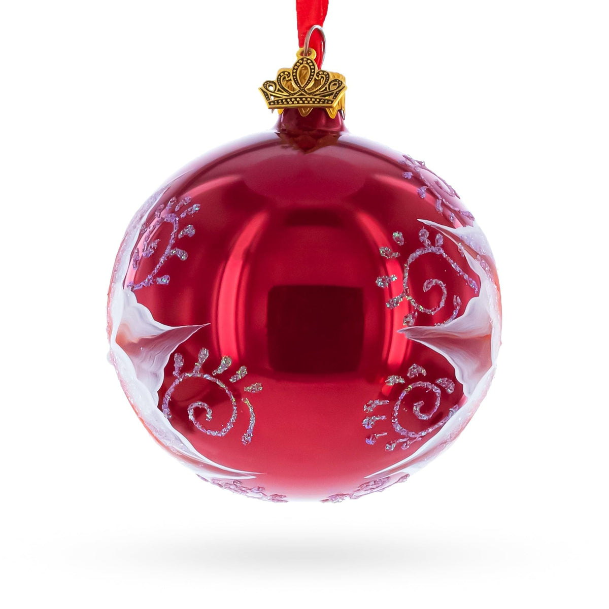 a red and white christmas ornament