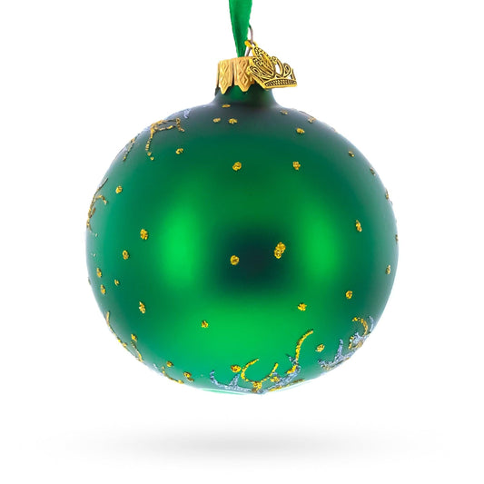Green Orchid Elegance Glass Ball Christmas Ornament 3.25 Inches