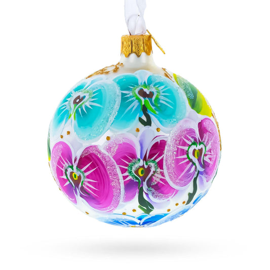 Orchid Medley Glass Ball Christmas Ornament 3.25 Inches