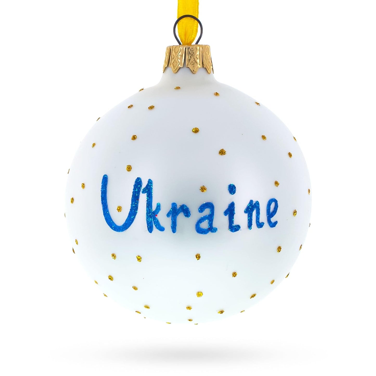 Ukrainian Coat of Arms Glass Ball Christmas Ornament 3.25 Inches