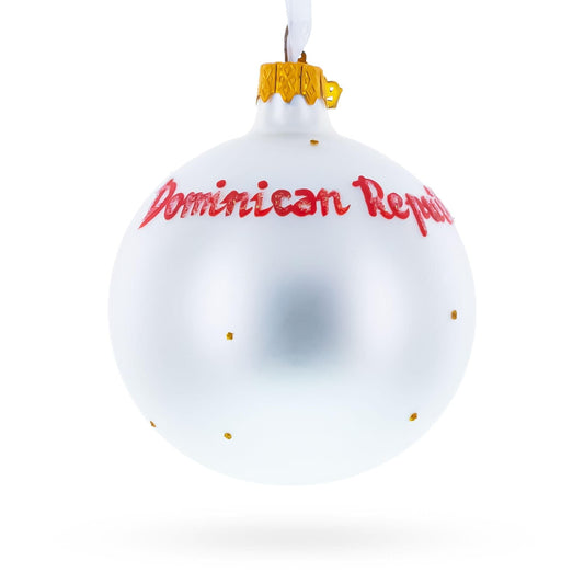 Flag of Dominican Republic Glass Ball Christmas Ornament 3.25 Inches