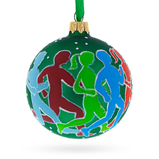 I Love Running Glass Ball Christmas Ornament 3.25 Inches