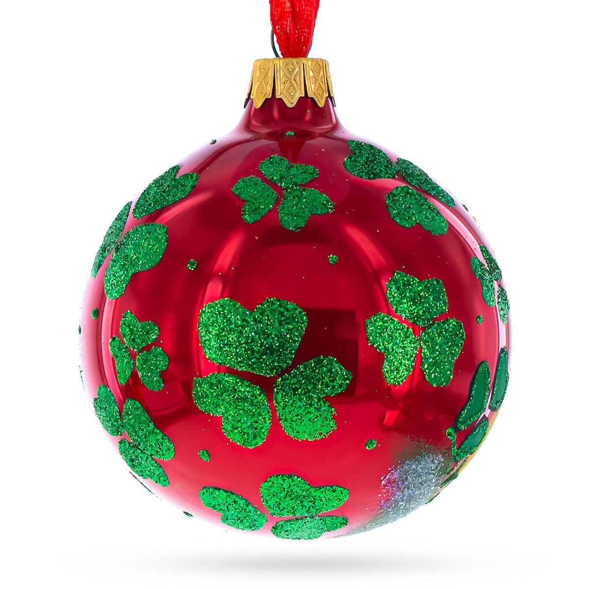 Lucky Leprechaun & Pot of Gold Glass Christmas Ornament 4 Inches